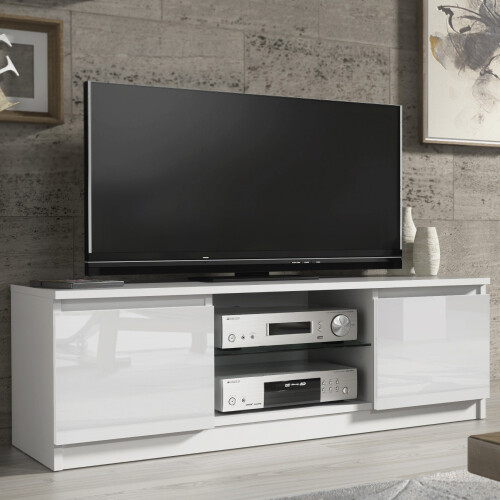 Creative Furniture TV Unit 120cm - White Gloss Doors