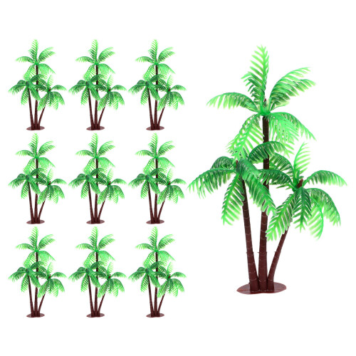 75Pcs Green Plastic Palm Trees Miniature Artificial Coconut Tree Decor 2