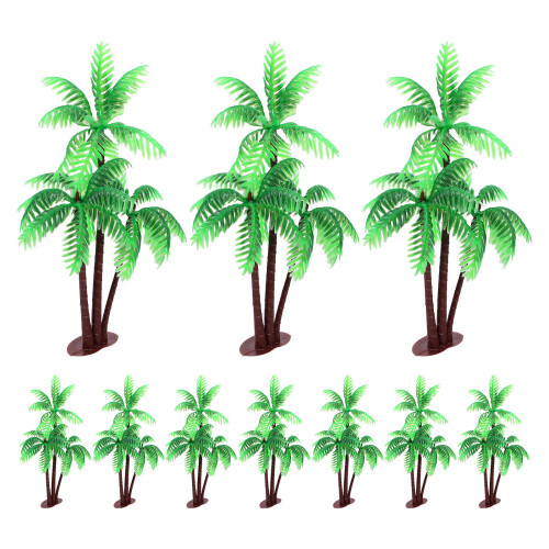 75Pcs Green Plastic Palm Trees Miniature Artificial Coconut Tree Decor 1