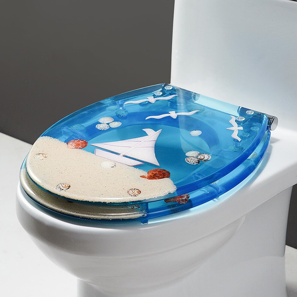 Transparent Resin Toilet Seat Soft Close Quick Release Fits U V O Shaped Toilets 42Cm By 36Cm Style H Hygienic Durable 9393856141395