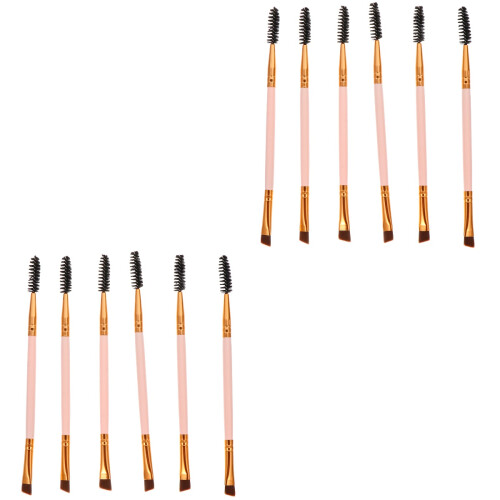 12 Pcs Angled Eyebrow Brushes With Spoolie For Makeup Application 2