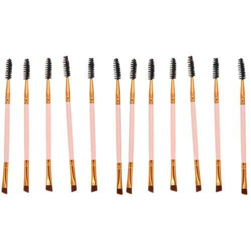 12 Pcs Angled Eyebrow Brushes With Spoolie For Makeup Application 1