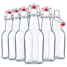 6-Pack 17oz Glass Bottles with Swing Top Lids Heavy-Duty Flip-Top 500ml Fermentation Bottles For Home Brewing Kombucha