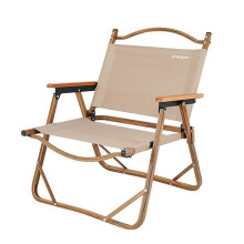 Fishing Chair Camping Folding Portable Ultra-Light Backrest Chair With Wooden-Grain Armrests Brown