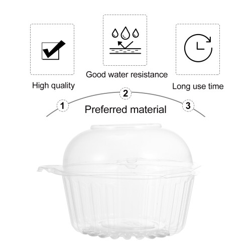 100Stk Einweg Kuchenform Transparente Lebensmittelbox Muffinhalter