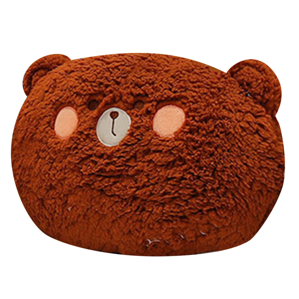(Brown 11in) Hand Warm Plush Animal Pillow 11in Brown
