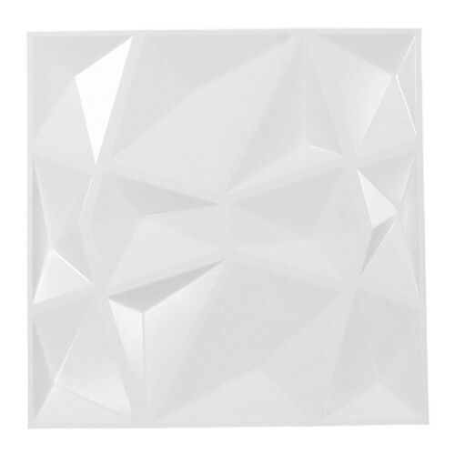 12PCS 3D Wall Panel PVC 19.7 Inch White Decorative Textured Interior
