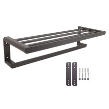 (Grey 40cm) Bath Shelves Aluminum Towel Rack Wall Mount Black