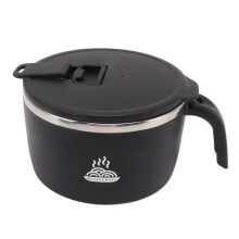 (Red) Stainless Steel Noodle Bowl 900ml with Lid Black