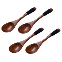4- . Holzlöffel-Set, oval, Griff markiert, für Kinder