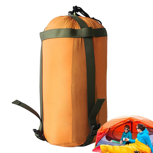 Backpack Stuff Sack Sleeping Bag Compression Sack Waterproof Nylon Travel Camping Storage Bag Orange