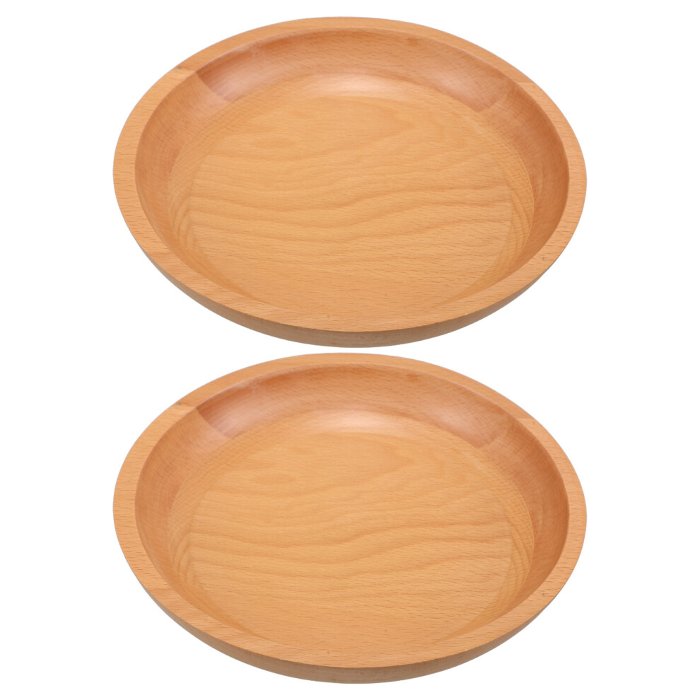 4 Pcs Wood Plates: Round Serving Tray For Fruit Snacks Appetizers-image-OPC-PKXWRWS-NEW