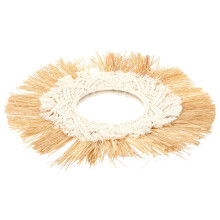 2Pcs Bohemian Round Woven Tapestry Hanging Mirror Wall Decor