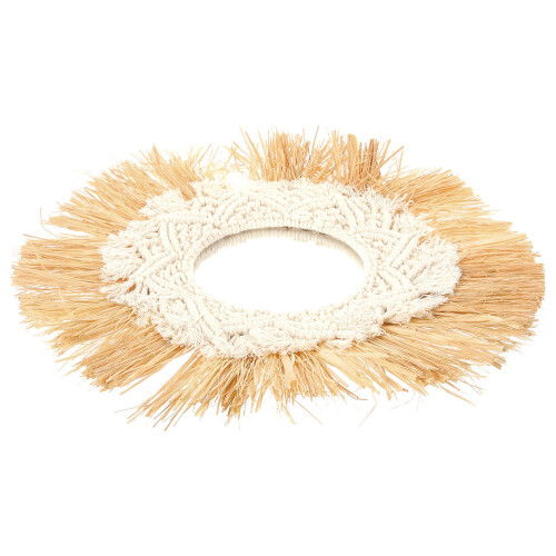 2Pcs Bohemian Round Woven Tapestry Hanging Mirror Wall Decor