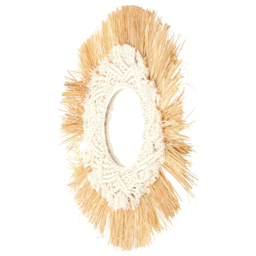 2Pcs Bohemian Round Woven Tapestry Hanging Mirror Wall Decor 2