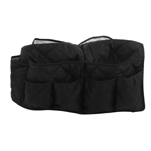 Large Capacity Black Sofa Armrest Storage Bag with 14 Pockets, Waterproof Bedside Organizer 2