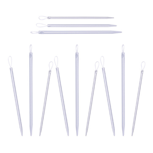 24Pcs Durable Plastic Knitting Needles Silver Comfortable Grip Kit