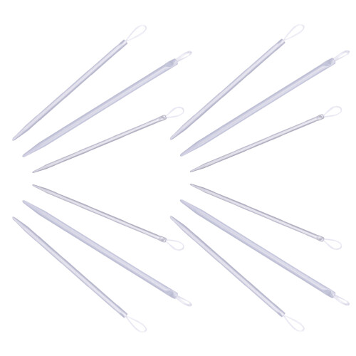 24Pcs Durable Plastic Knitting Needles Silver Comfortable Grip Kit 1