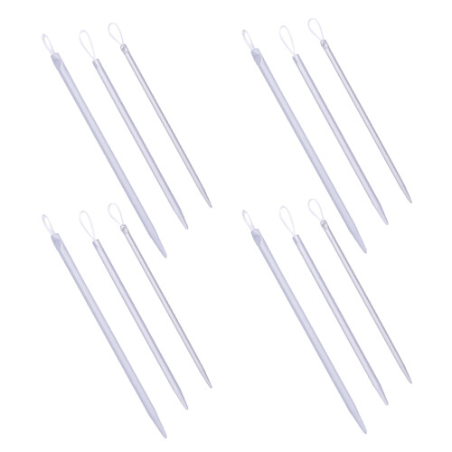 24Pcs Durable Plastic Knitting Needles Silver Comfortable Grip Kit 2