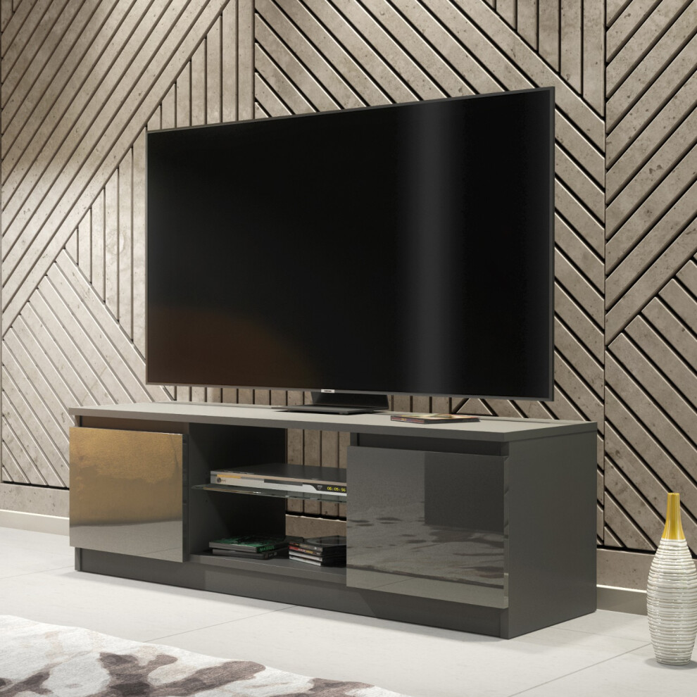 Creative Furniture Tv Unit 120Cm - Dark Grey Gloss Doors