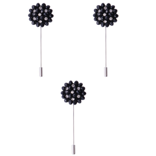 3Pcs Clear Crystal Flower Long Brooch Vintage Suit Accessory 2