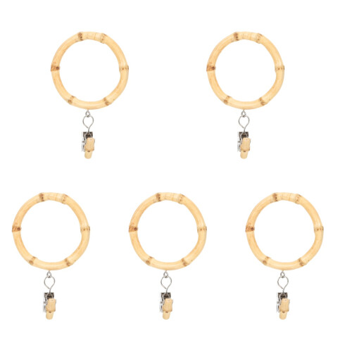 5Pcs Bamboo Curtain Ring Hook For Drapery Rod 1
