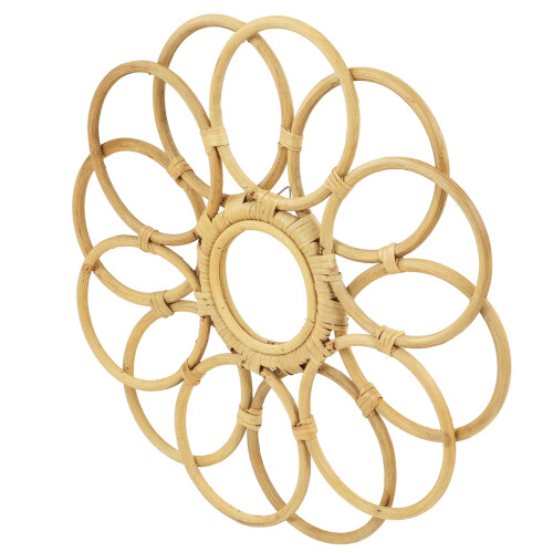 Rattan Round Mirror 45cm Dia Retro Wall Decor 2