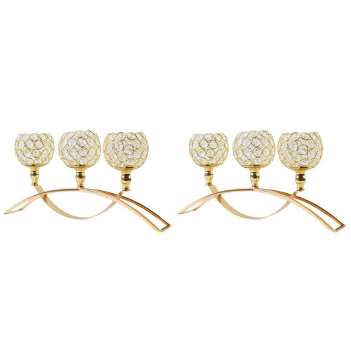 2Pcs 3-Arm Tea Light Candle Holder Desktop Arch Table Candelabra 1