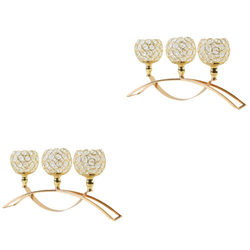 2Pcs 3-Arm Tea Light Candle Holder Desktop Arch Table Candelabra 2