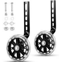 Kids Bike Training Wheels 1 Pair Auxiliary Stabiliser 12/14/16/18/20 Inch Bikes Flashing LED Mounted Kit Glitter Black