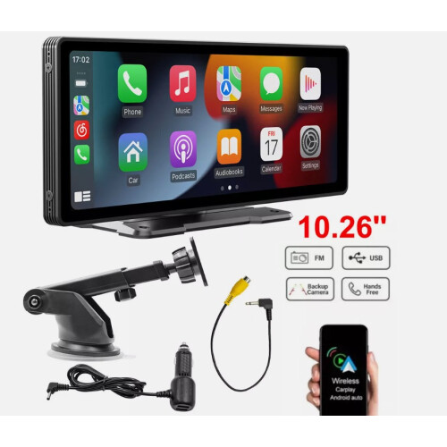 Car Screen 10.26 Inch 4K Touch Bluetooth FM Wireless Apple CarPlay Android Auto