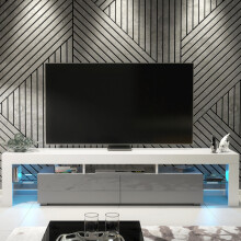 Nova 200cm TV Unit LED - White & Grey Gloss Doors