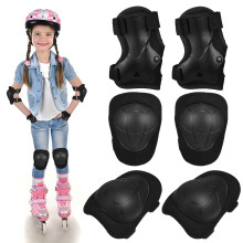 5Sets Elastische Kinder Beschermset Zwart Voor Knie Elleboog Pols