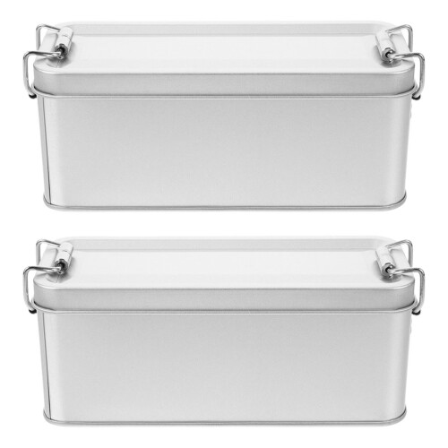 4 Pcs Rectangular Tinplate Box With Buckle For Cookies Biscuits Candy 2
