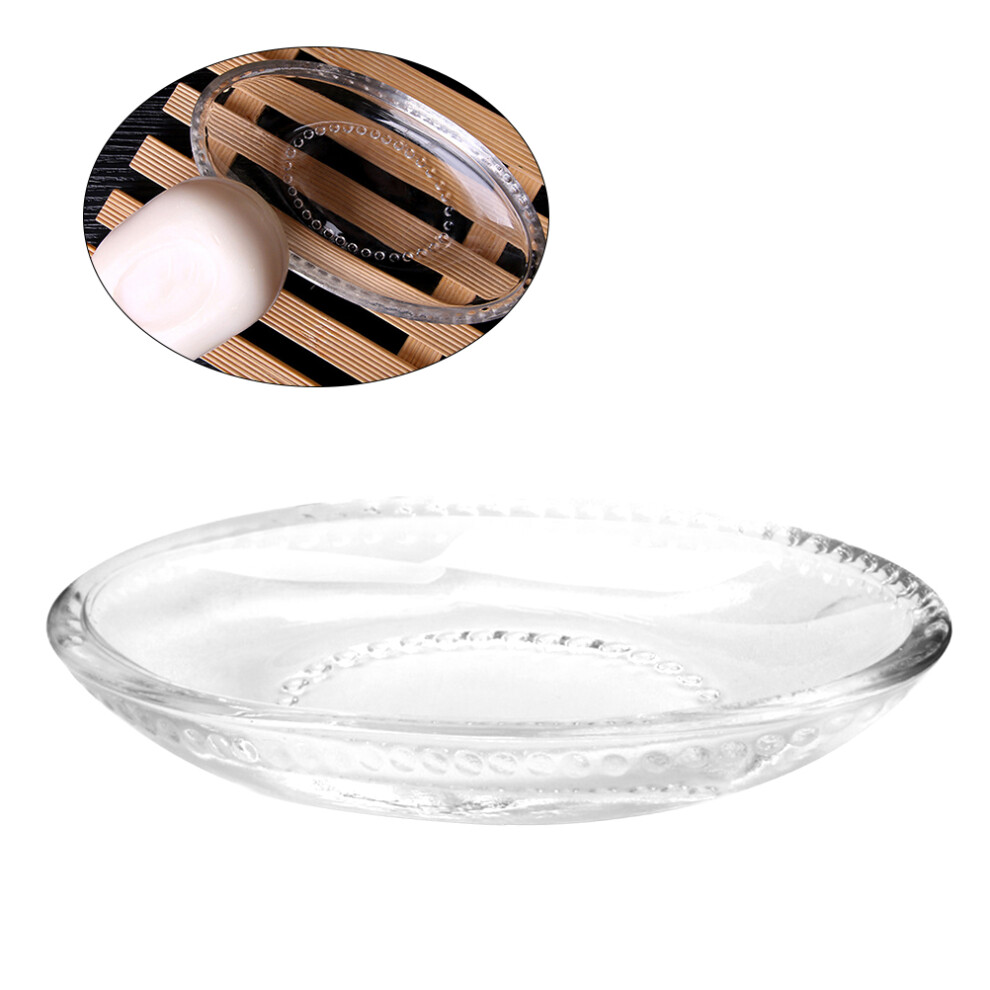 2 Pcs Practical Oval Glass Soap Dishes For Bathroom (Transparent)-image-OPC-PKXXXR6-NEW
