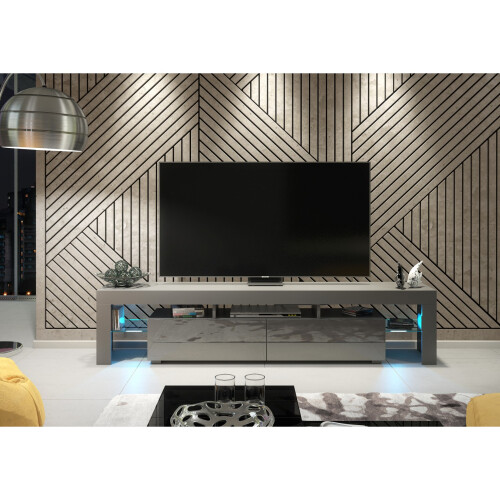 Creative Furniture Nova 200cm TV Unit LED - Dark Grey Gloss Doors 1