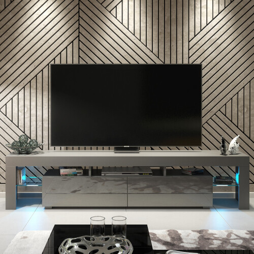 Creative Furniture Nova 200cm TV Unit LED - Dark Grey Gloss Doors