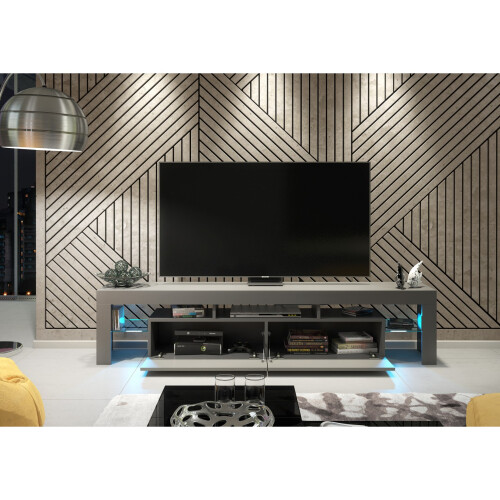 Creative Furniture Nova 200cm TV Unit LED - Dark Grey Gloss Doors 2