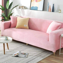 Luxurious Velvet Sofa Slipcover For 2-4 Seater Sofas, Stretch Armrest, Water-Resistant, Pink 190-220 cm (3-Seater)