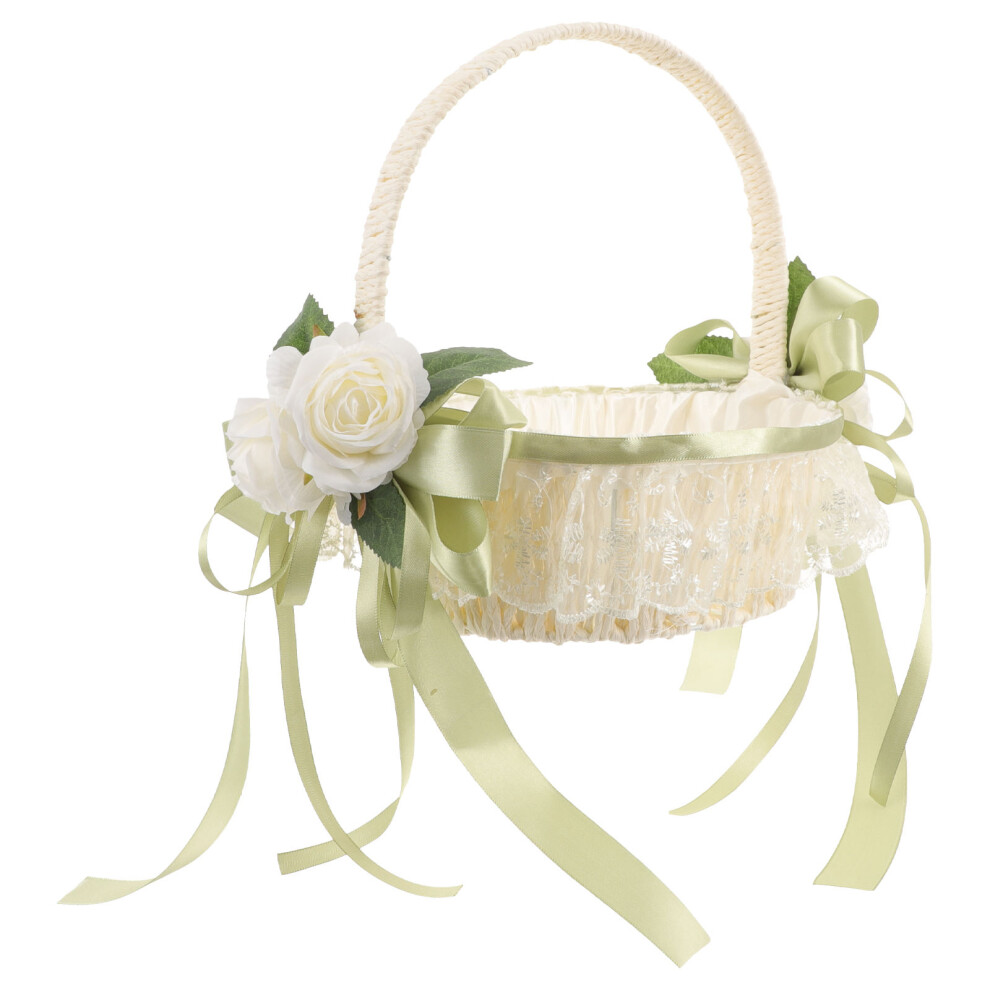 Flower Girl Wedding Basket With Bowknot Handheld Elegant Style-image-OPC-PKXYF2K-NEW