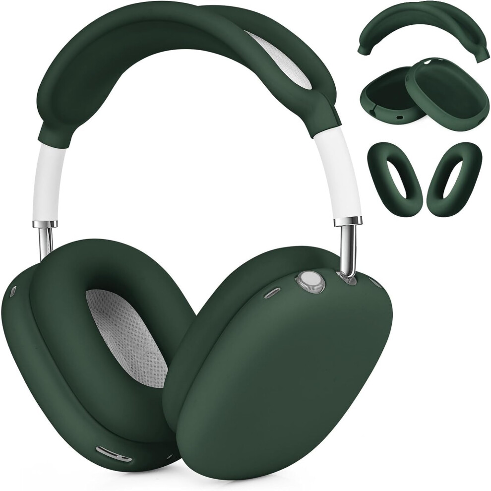 Silicone Case Cover For Airpods Max, Anti-Scratch Ear Pad/Ear Cups/Headband Cover, Airpods Max Accessories Dark/Green 9354506102845