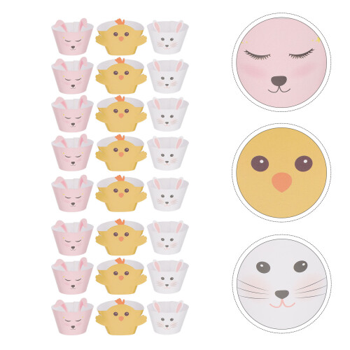 24Pcs Bunny Cupcake Wrappers For Easter Animal Party Decorations 2