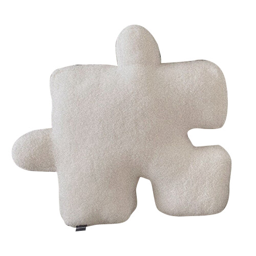 (Black) Plush Throw Pillow Ultra Soft Puzzle Shaped Sofa Bed Decor White