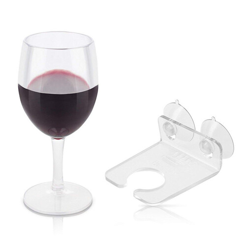 Transparent Acrylic Wine Glass Rack With Suction Cup For Bathroom 1