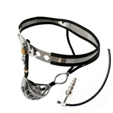 BDSM Chastity Belt Stainless Steel With Penis Cage And 5 Ball Anal Plug Chastity Device For Men 120-130 Cm Black