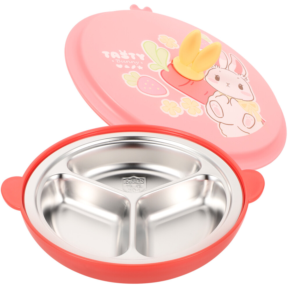 Baby Divided Bowl Silicone Feeding Plate With Lid Inoomp