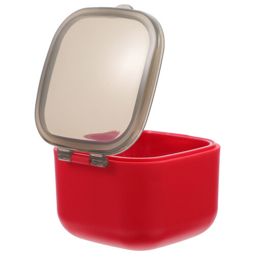 1 Pc Portable Denture Storage And Cleaning Box Red