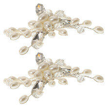 2 Pairs Pearl Shoe Buckle Crystal Clip For Wedding Bride Decor
