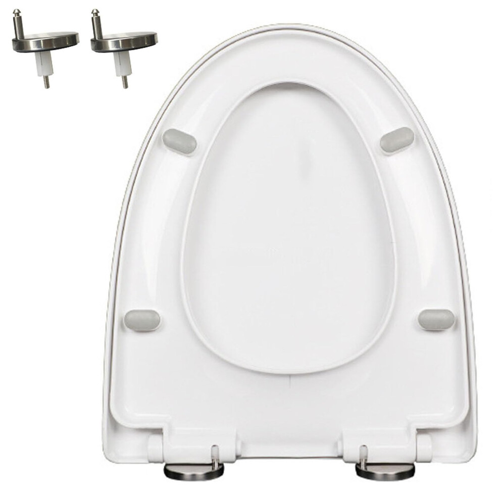 Slow Close Toilet Seat Pp Material V/O/D/U Shape, Quiet-Close Lid And Seat, 360 Hinge, One-Click Release, White 47X38cm 9393856143740