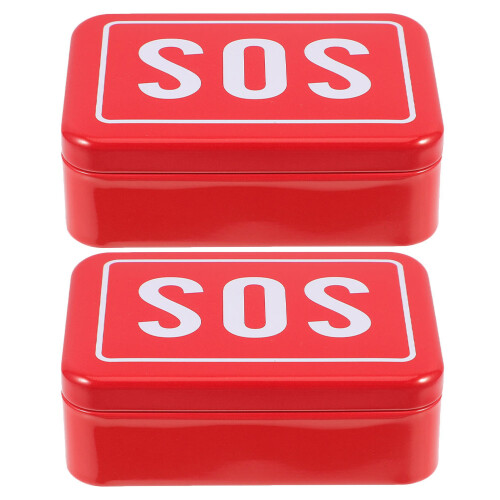 2pcs Metal Sos Survival Box Emergency Kit Tin Organizer
